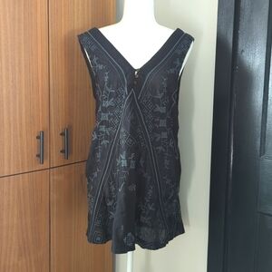 Free People black embroidered sleeveless top
